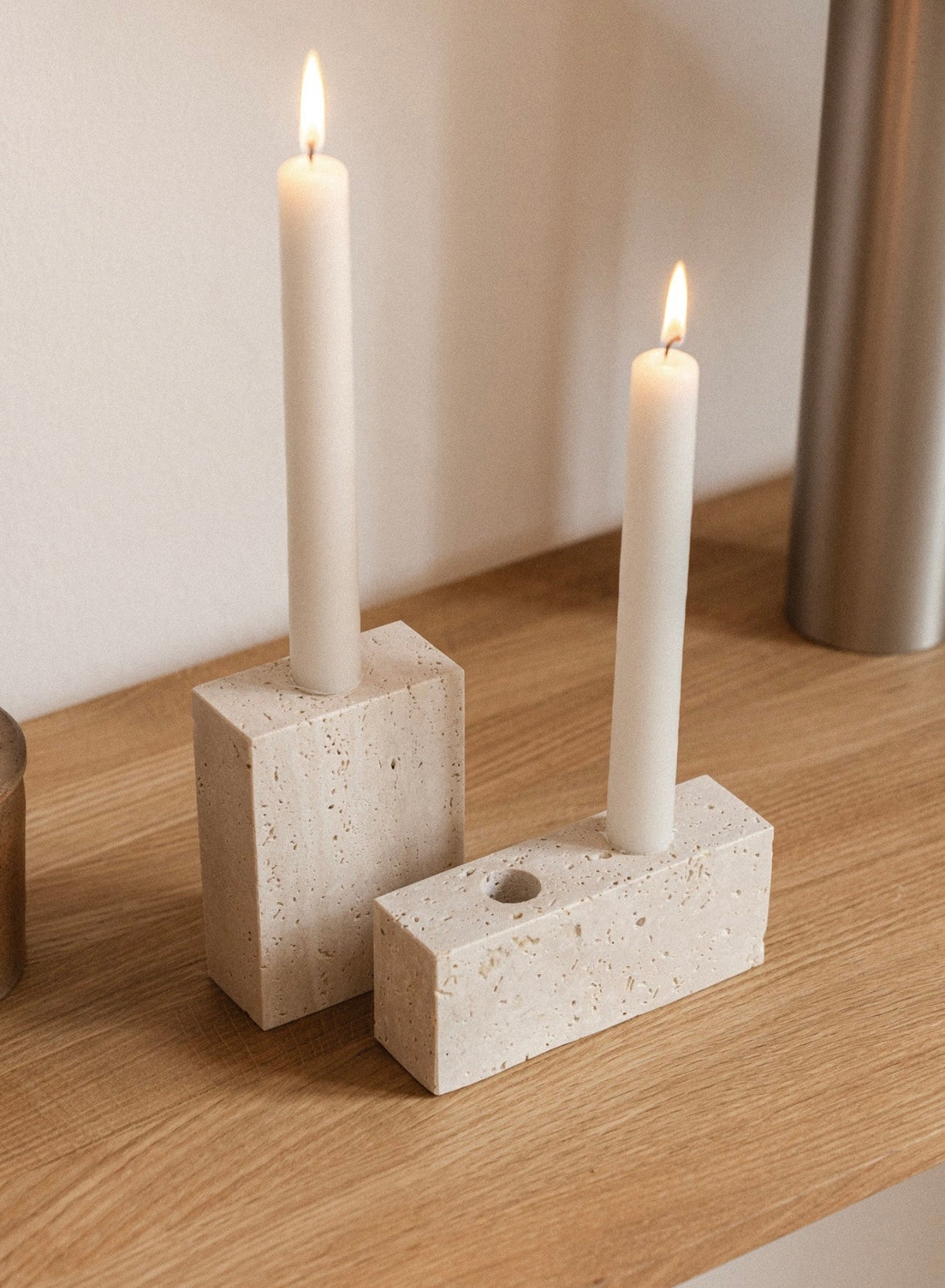 Epode | Travertine, Candle holder one candle
