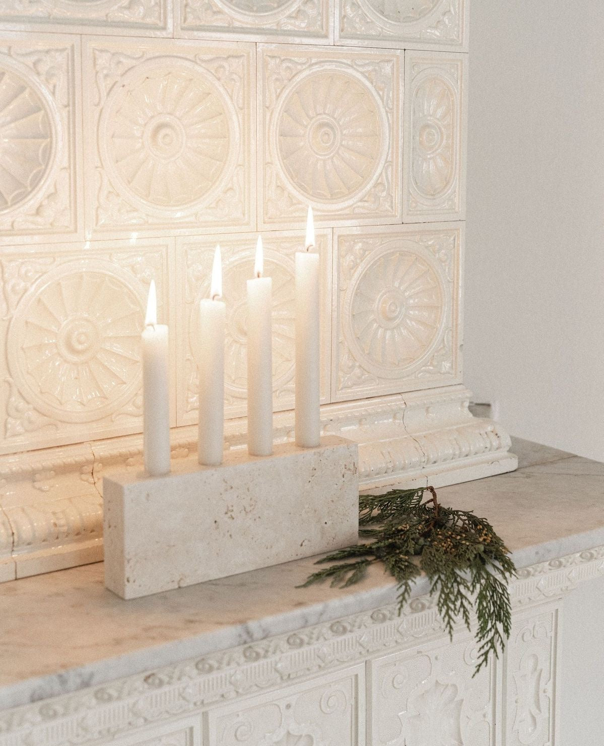 Epode | Travertine | Candle holder four candles