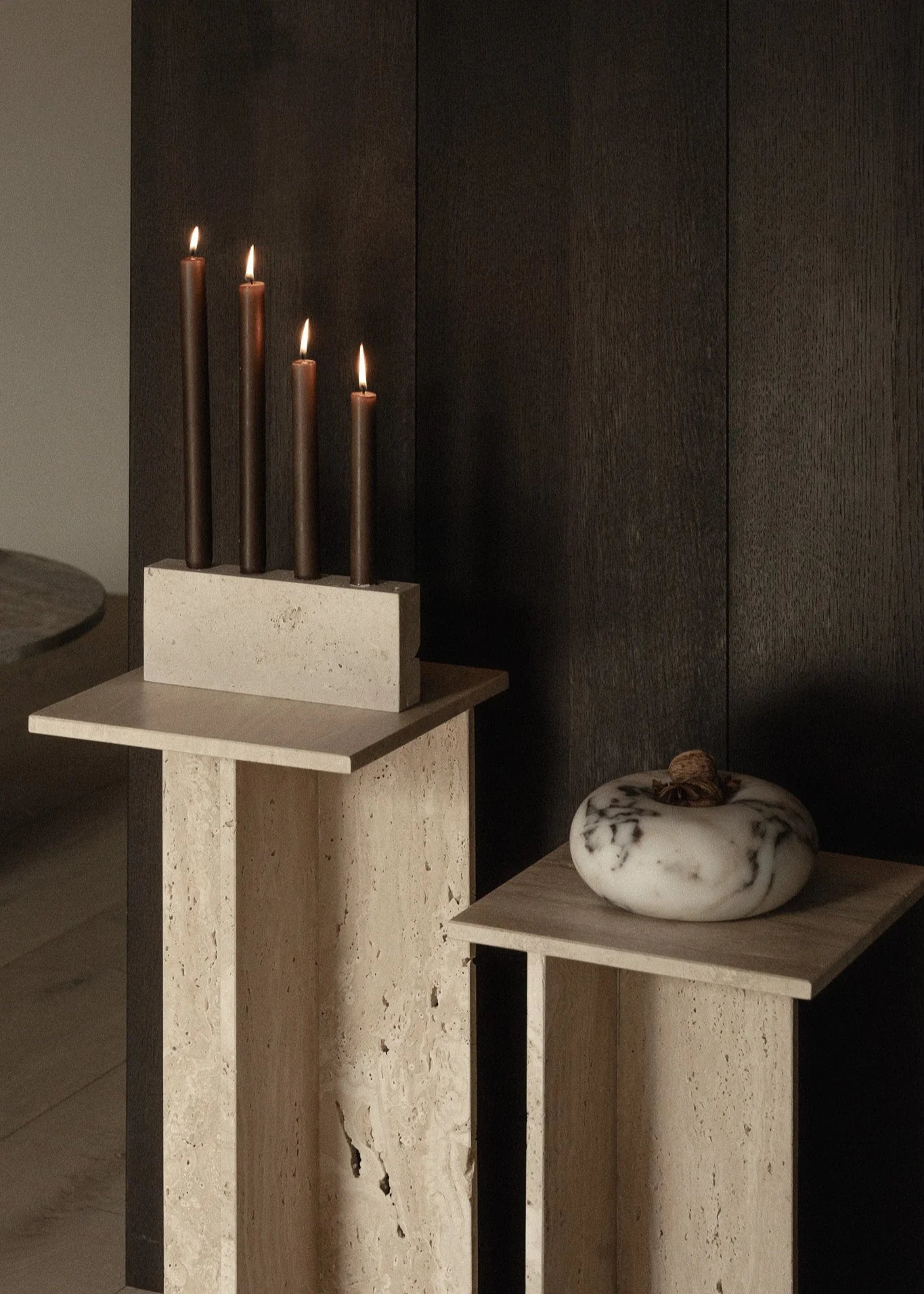 Epode | Travertine | Candle holder four candles