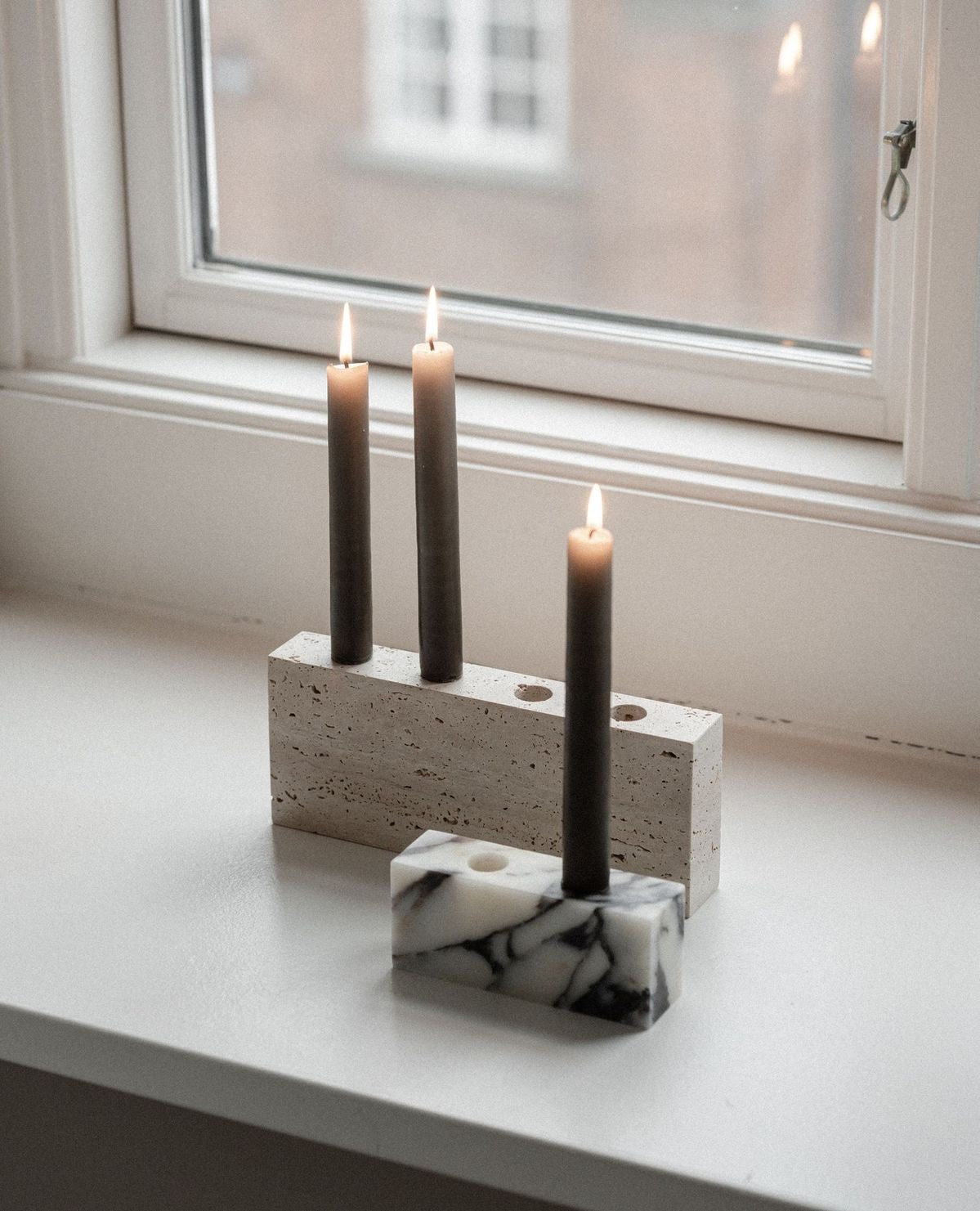 Epode | Travertine | Candle holder four candles