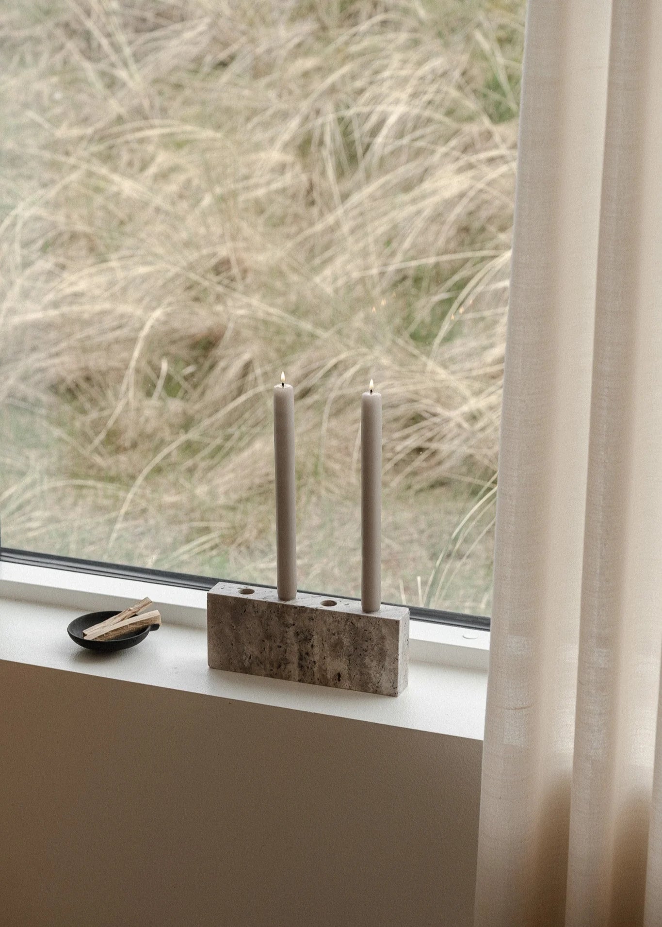 Epode | Travertine Silver | Candleholder four candles